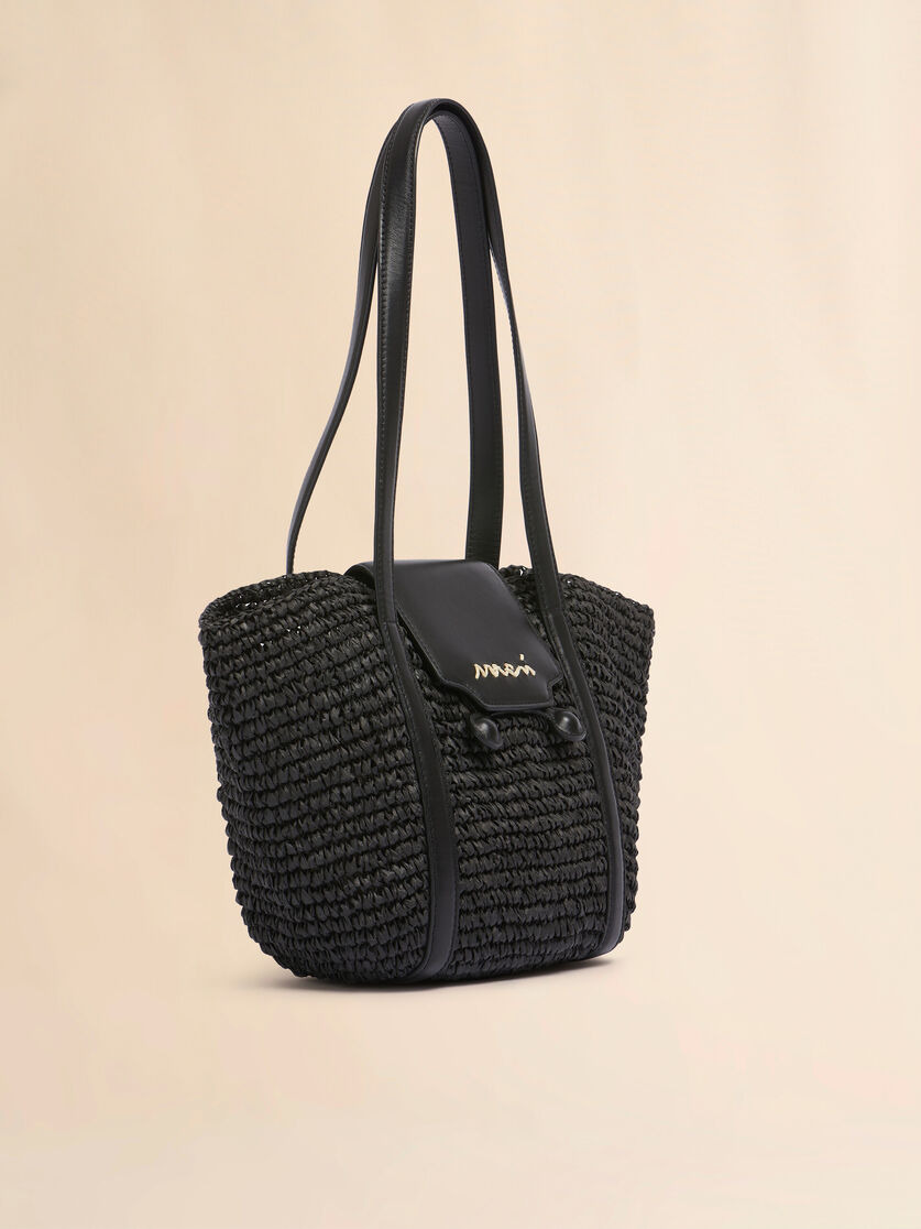 SMALL BLACK RAFFIA-EFFECT TRUNKAROO BEACH BAG - 6