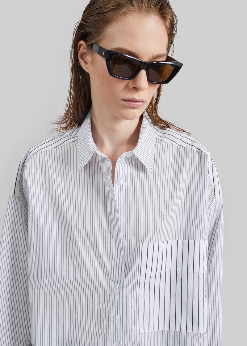 By Malene Birger Derris Shirt - White/Black Mix Stripe 9