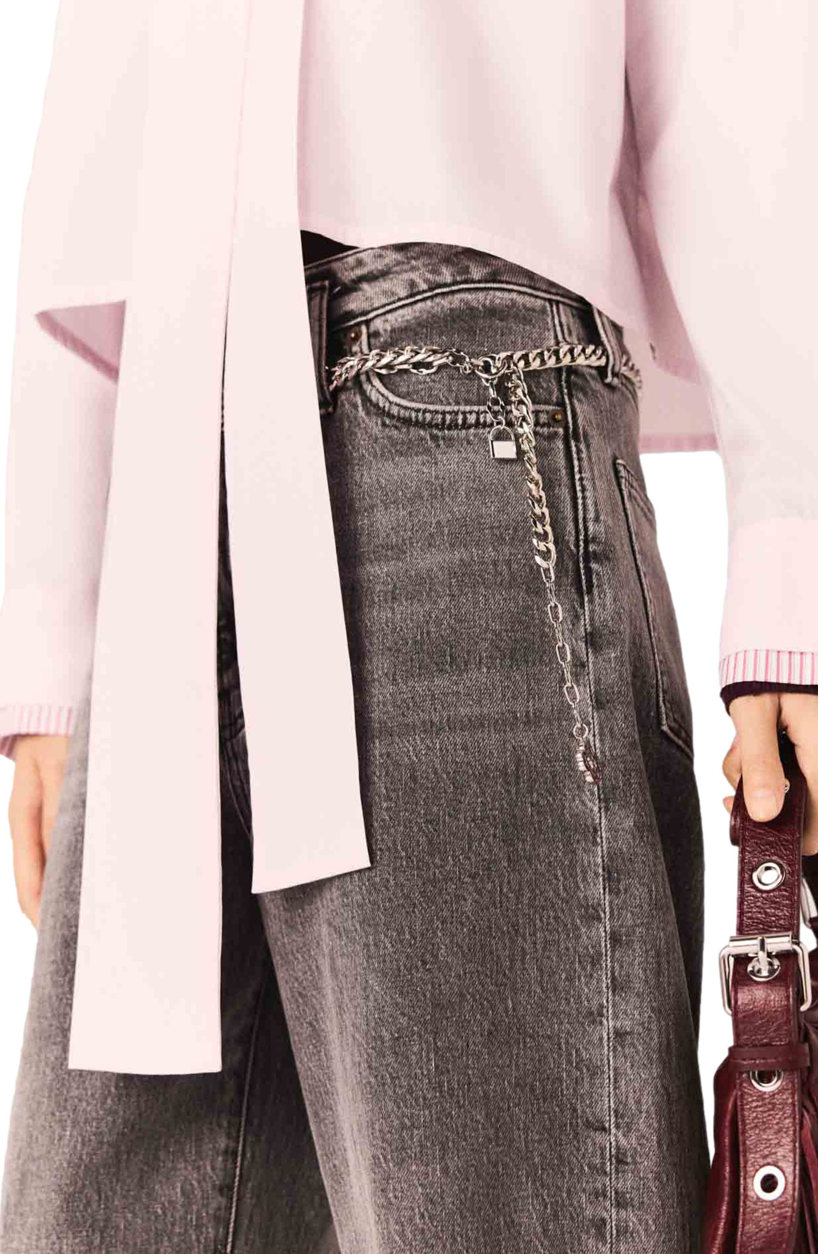 maje Wide-leg jeans with chain-link belt in Grey at Nordstrom - 7