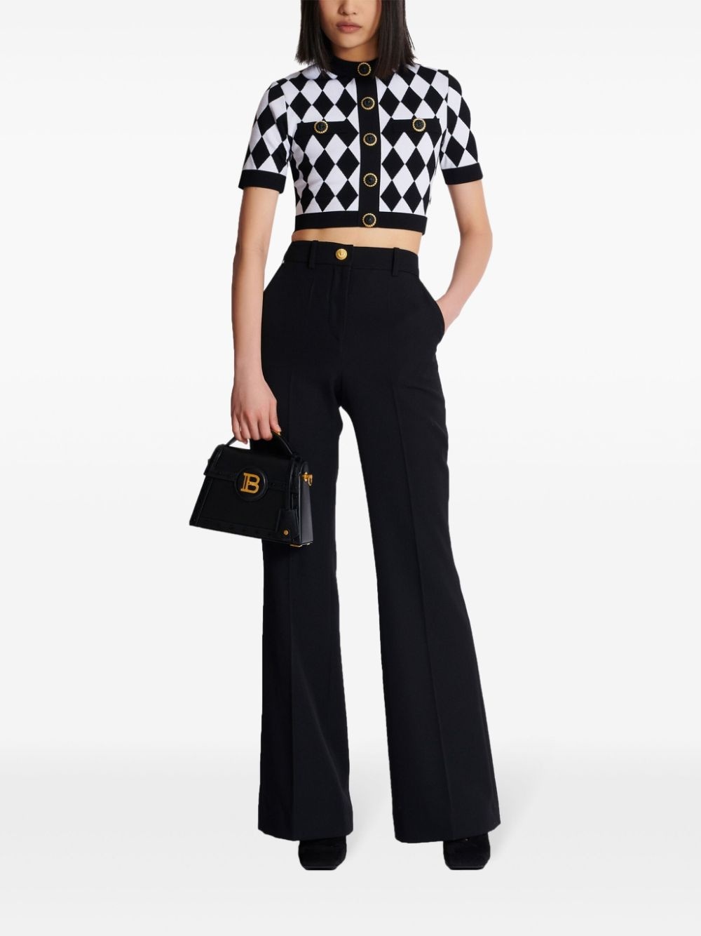 diamond-jacquard knitted top - 2
