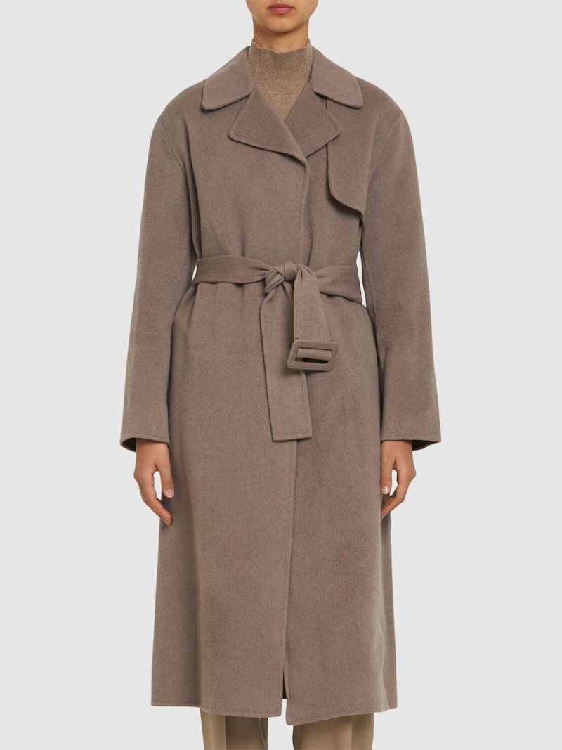 Belted wool & cashmere wrap trench coat - 3