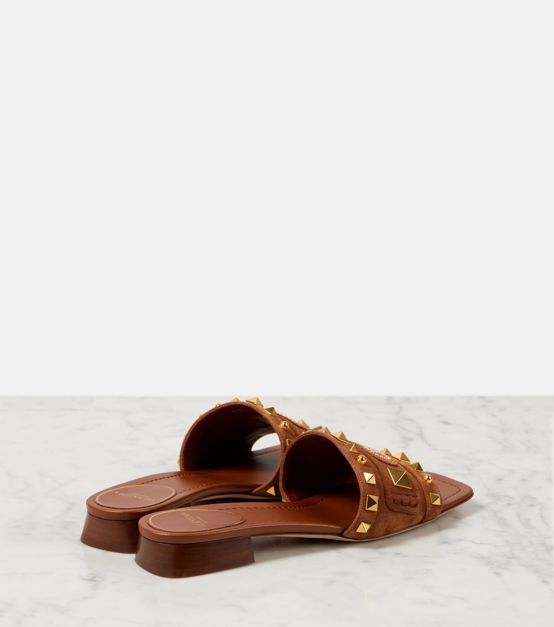 Plaster Caster studded suede slides - 2
