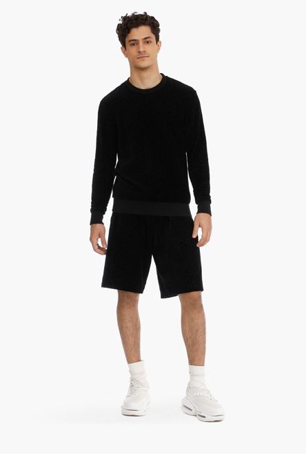 Black sweatshirt with embossed velvet Balmain monogram - 2