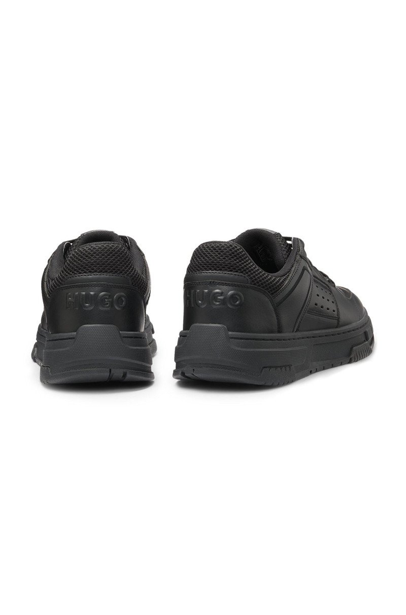FAUX-LEATHER TRAINERS WITH MESH TRIMS 5
