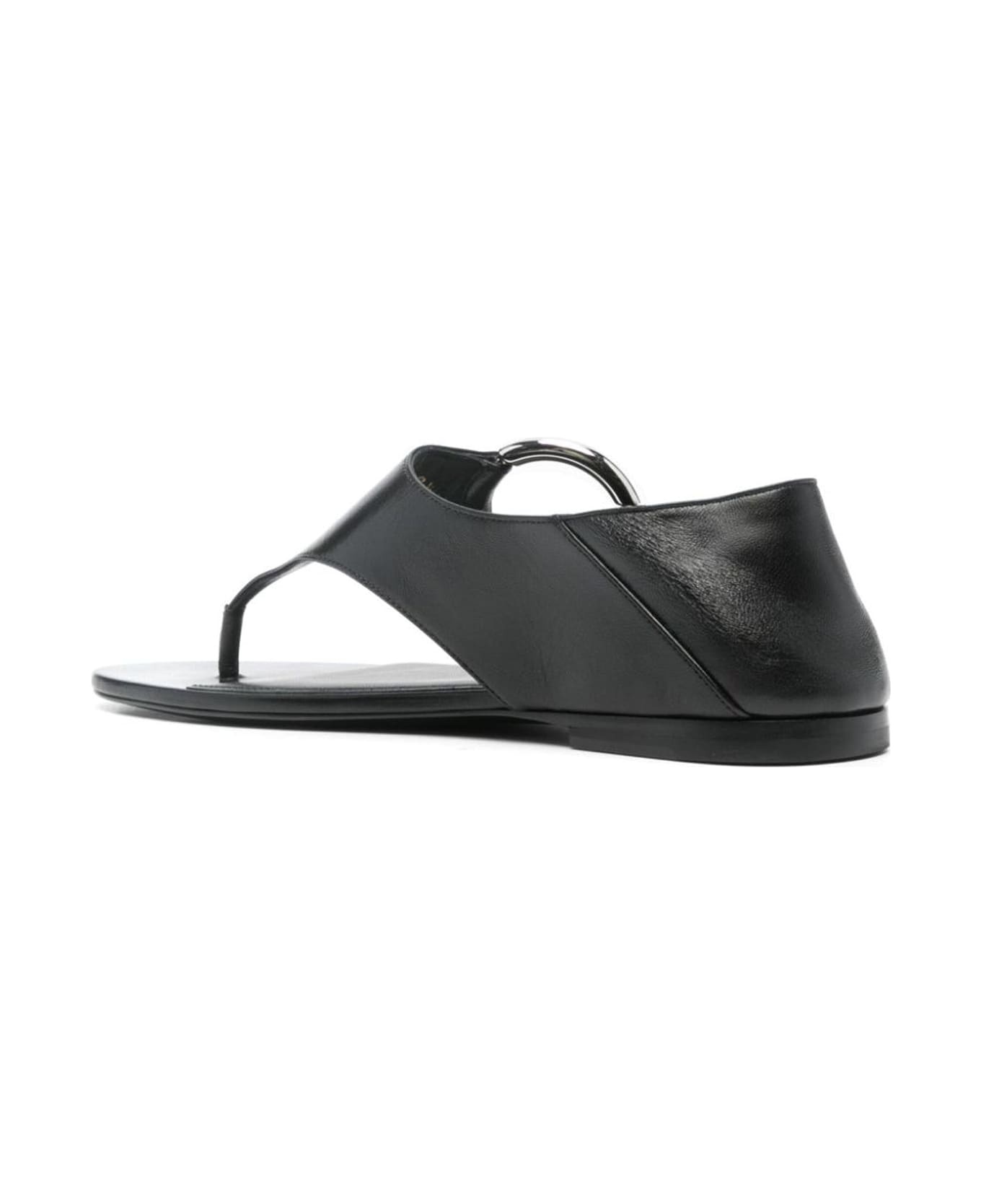 Ring Leather Flat Sandals - 3