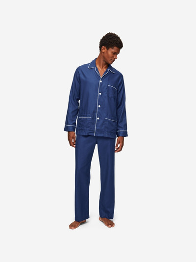 Derek Rose Men's Classic Fit Pyjamas Lombard 6 Cotton Jacquard Navy outlook