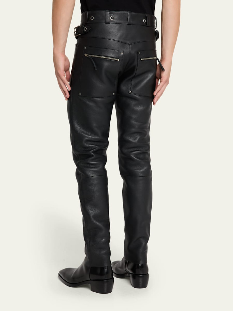TOM FORD Men's Slim Fit Grained Leather Biker Pants outlook