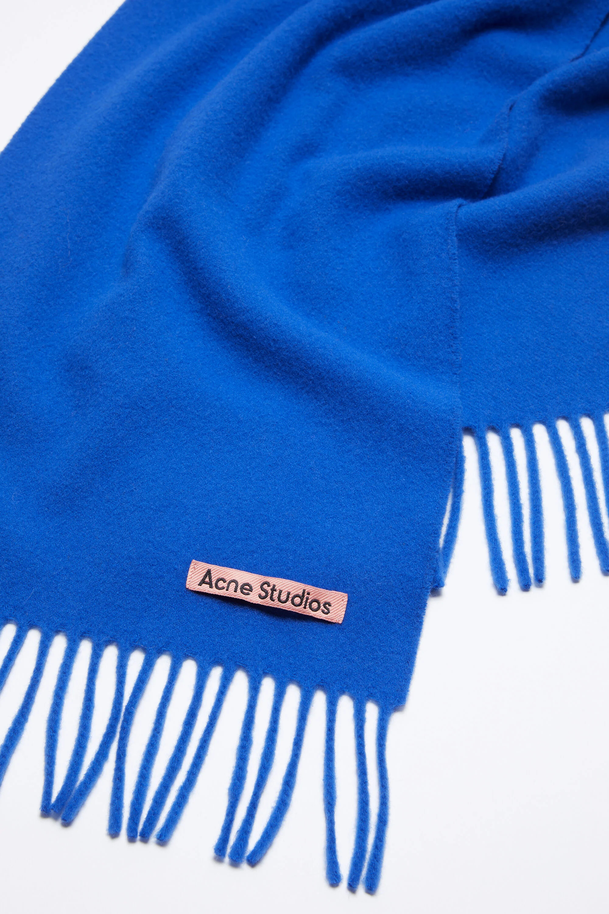 Fringe wool scarf - skinny - Royal blue - 4