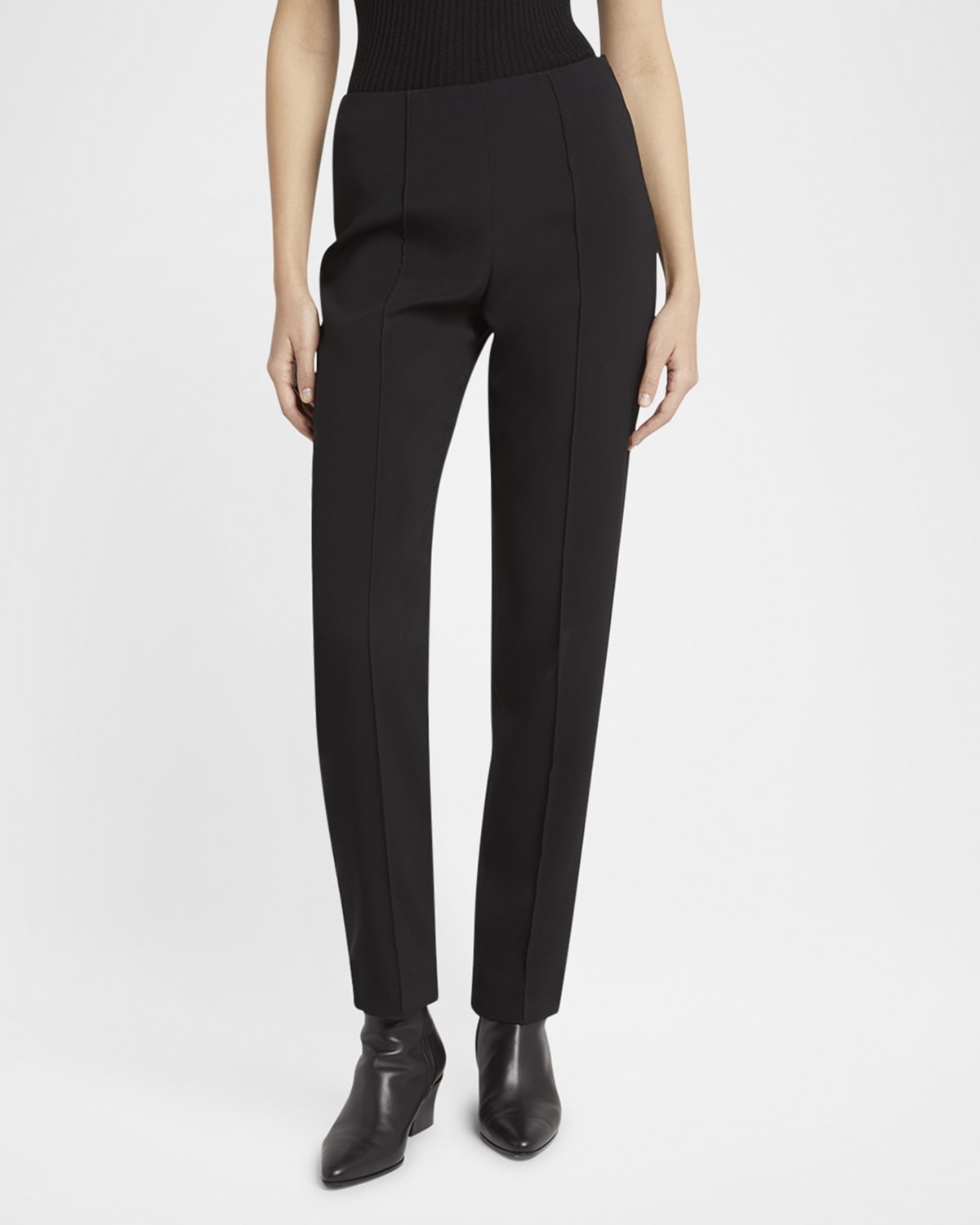 Pintuck Slim-Leg Cady Trousers - 4