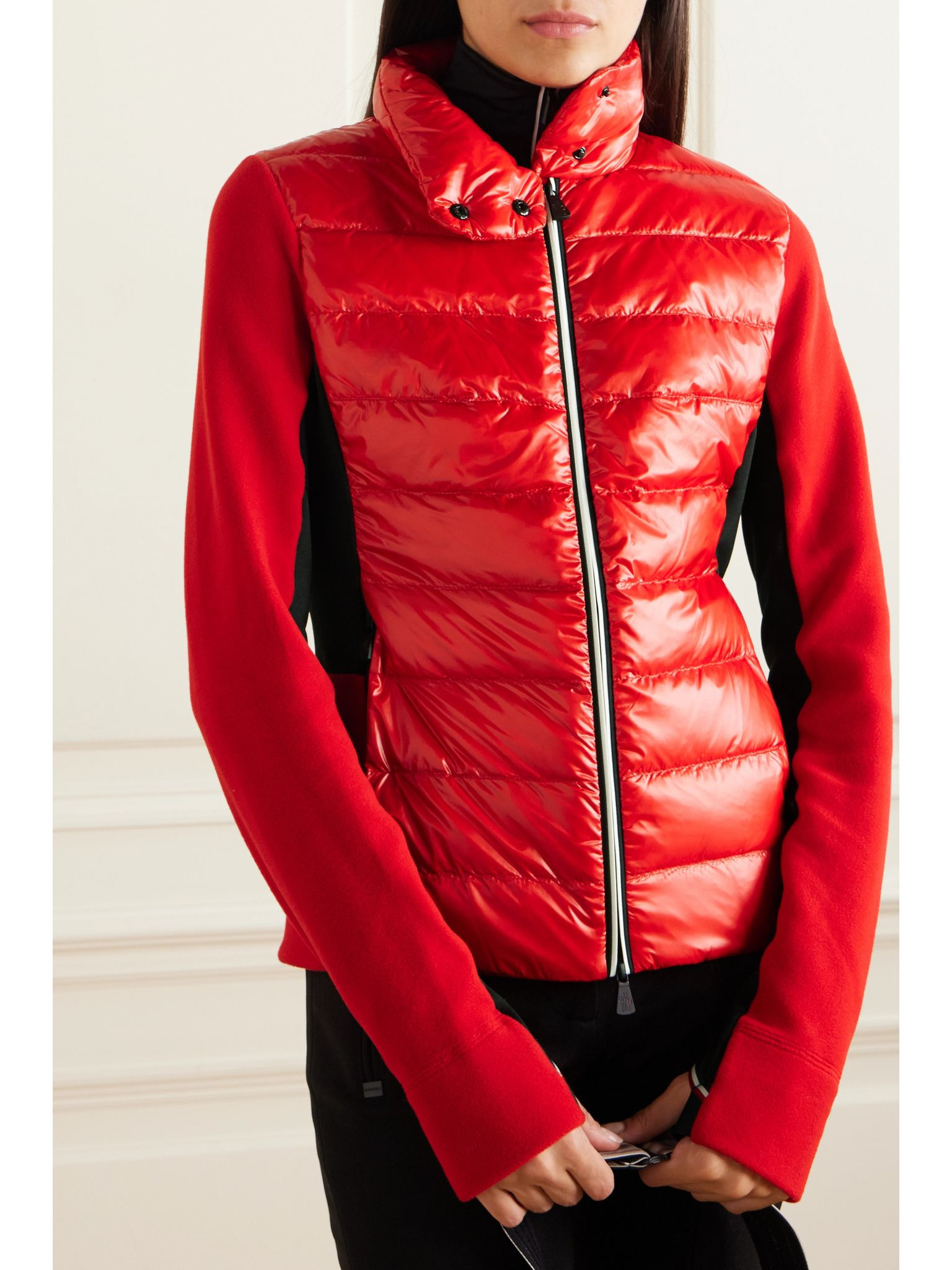 Quilted shell and stretch-jersey down ski jacket Red - 3