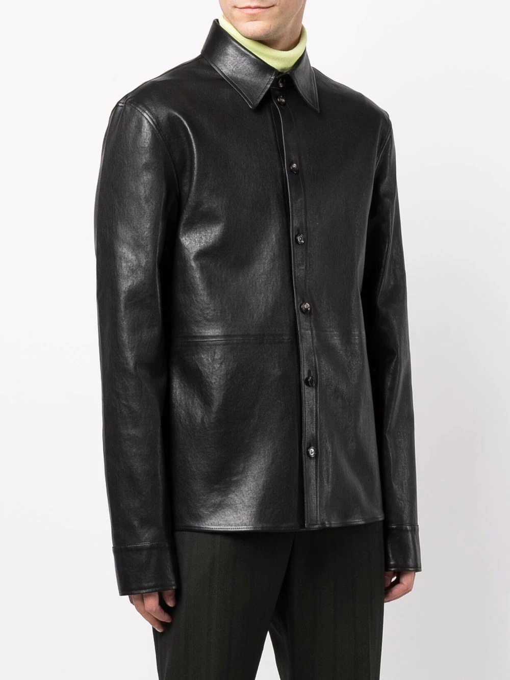 long-sleeve leather shirt - 3