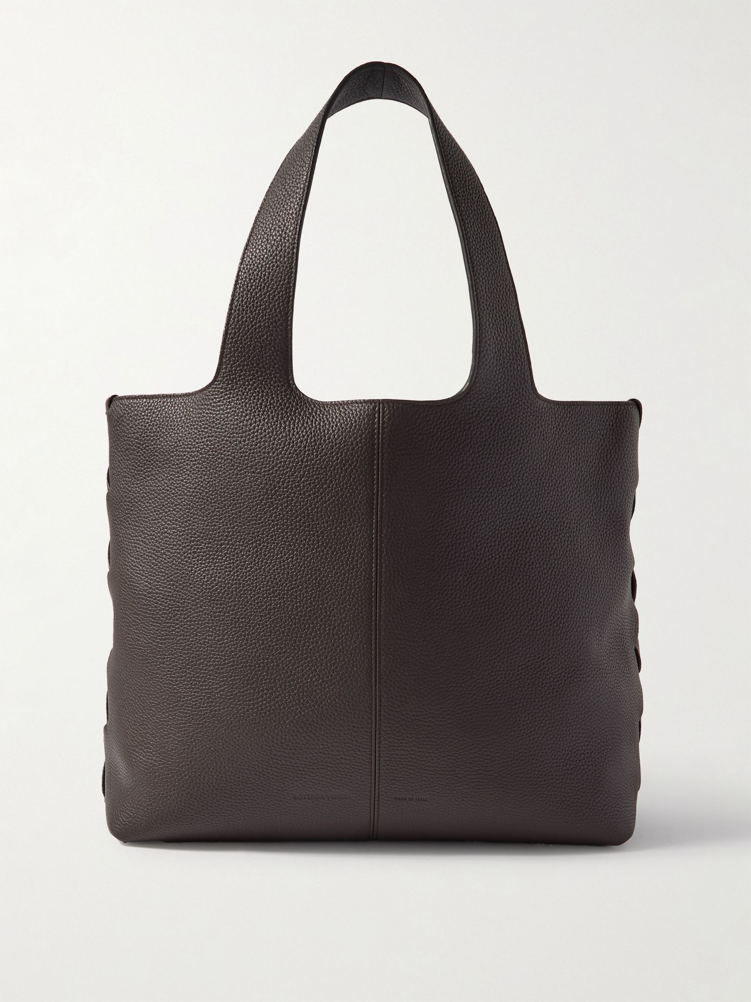 Large Intrecciato-Detailed Full-Grain Leather Tote Bag Brown - 1