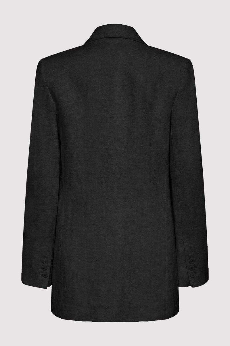 ST. AGNI Tailored Linen Blazer - Black outlook