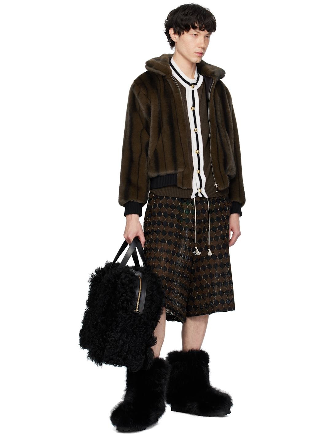 Black Shearling Duffle Bag - 4