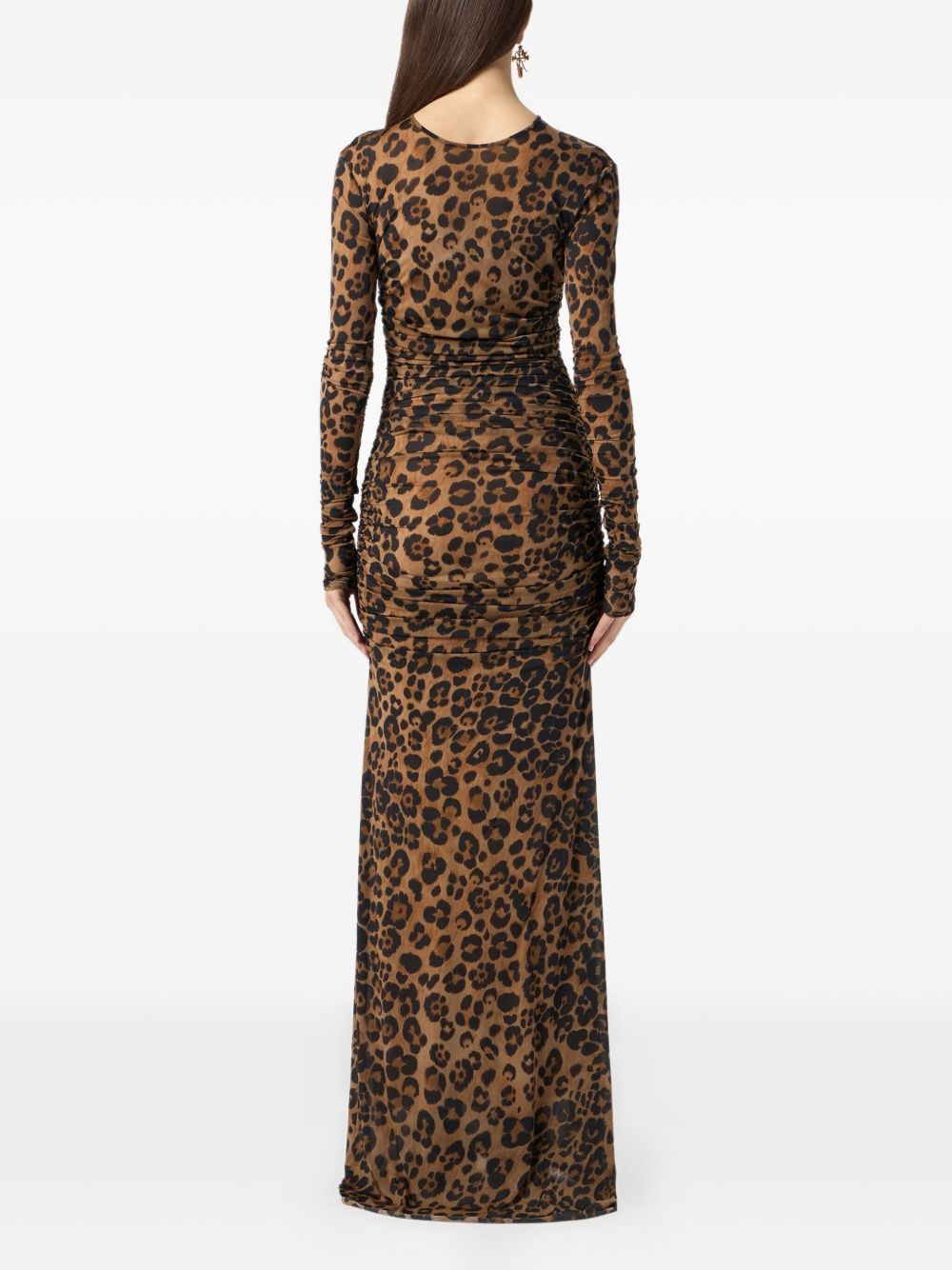 leopard-print ruched dress - 3