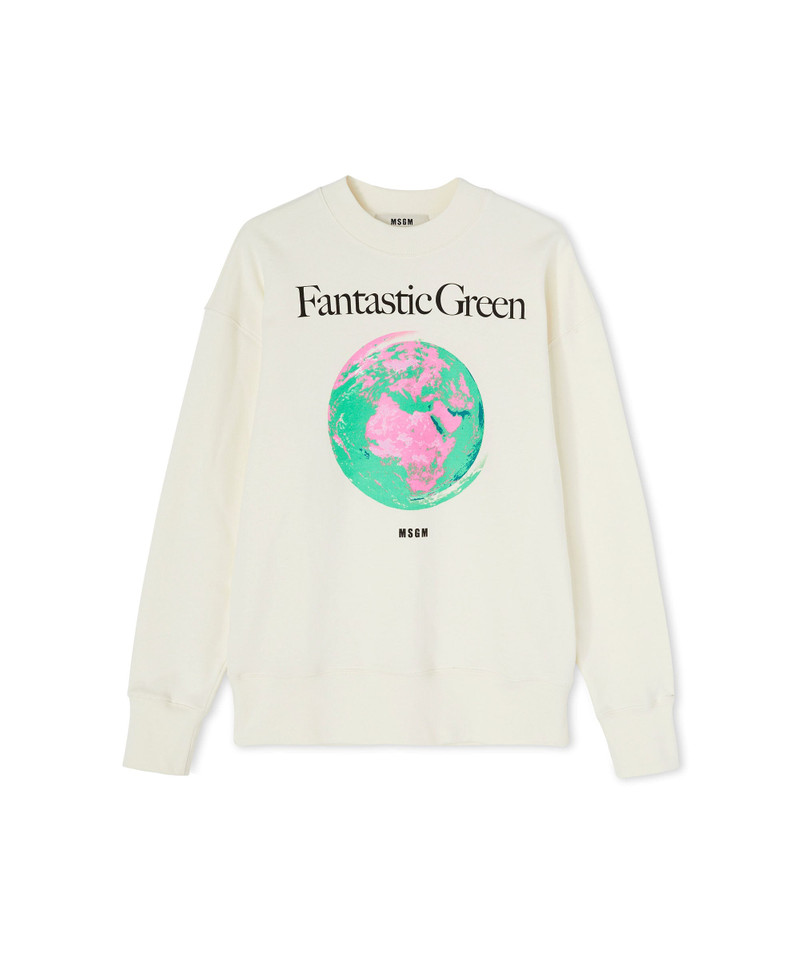 Organic cotton crewneck sweatshirt from the MSGM Fantastic Green Capsule 3