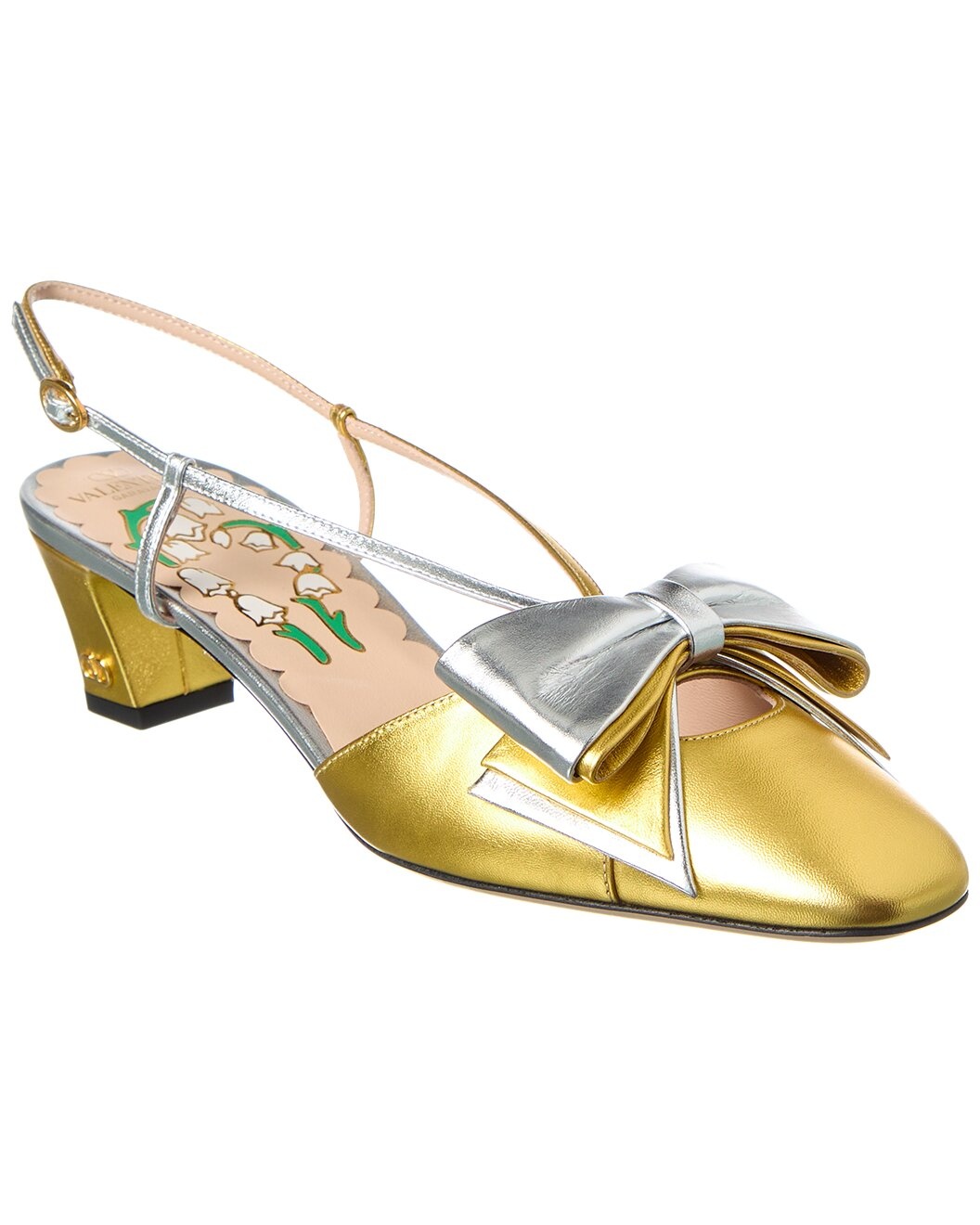 Valentino Bow 45 Leather Slingback Pump - 1