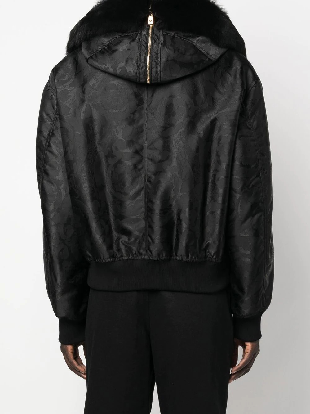 baroque-print shearling-lined jacket - 4