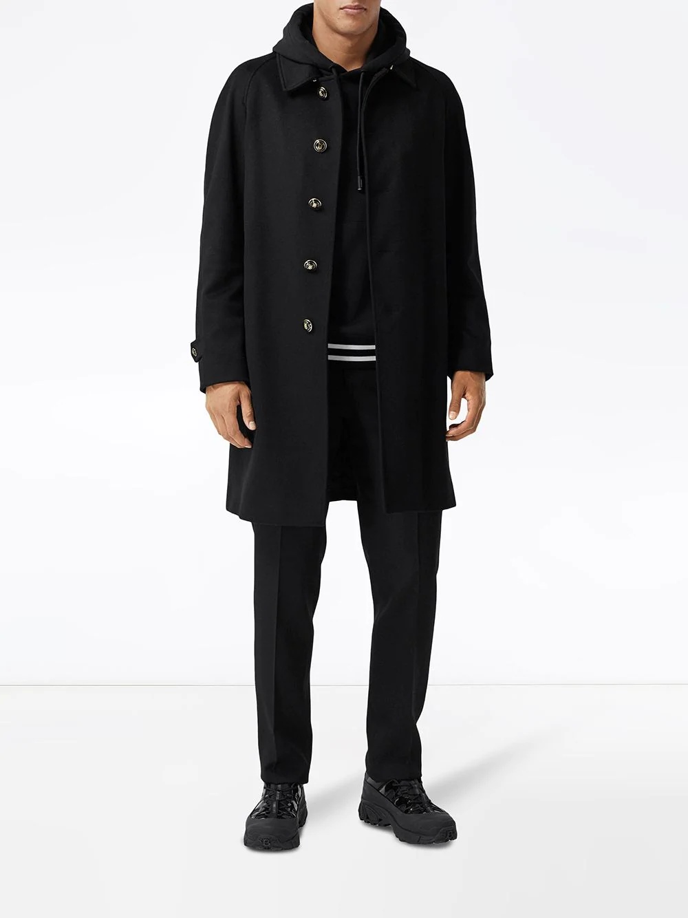 single-breasted cashmere coat  - 2