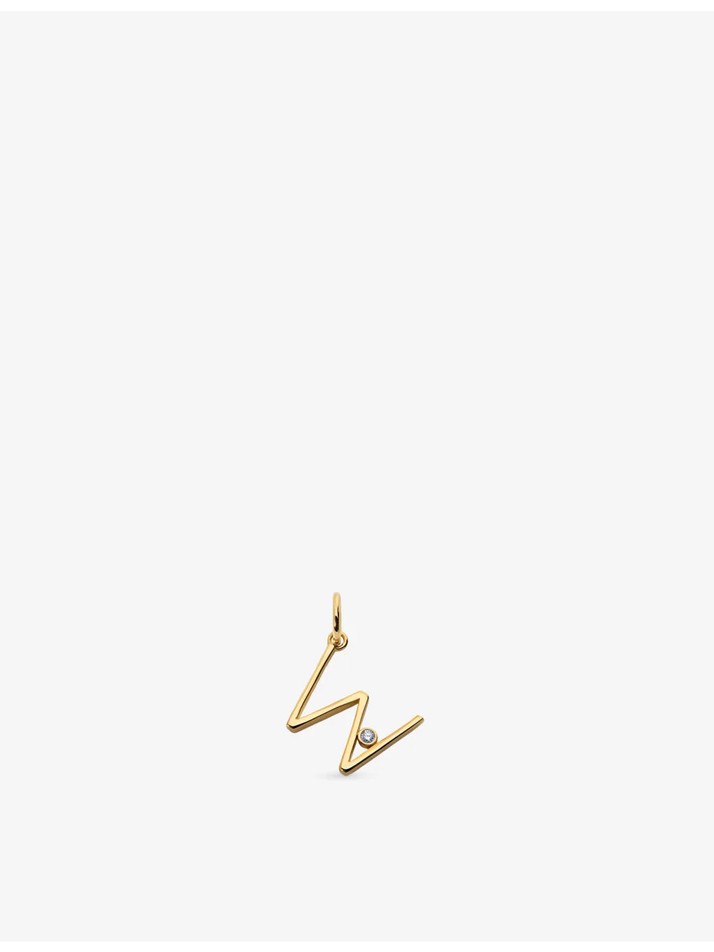 Solitaire Diamond Initial W 18ct Yellow-Gold Vermeil And 0.035ct Lab-Grown Diamond Pendant - 1