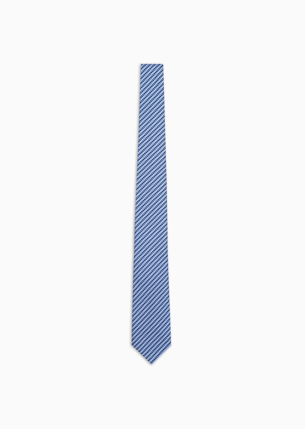 Pure silk tie with jacquard op-art motif - 1