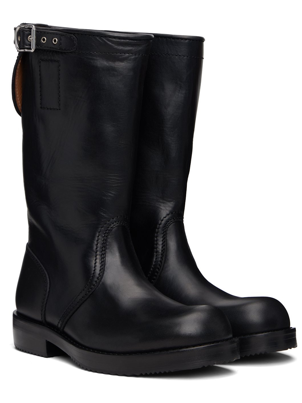 Black Leather Biker Boots - 4