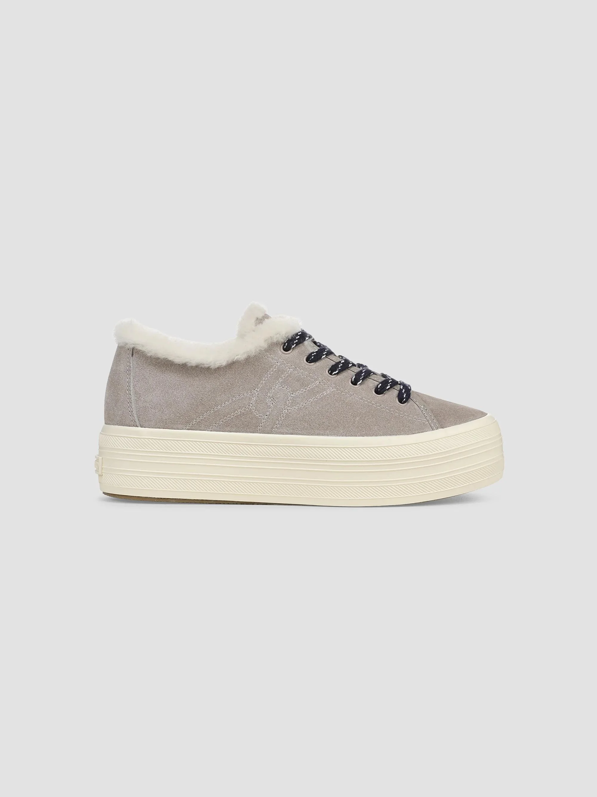Women's Truett Shearling-Lined Suede Low-top Sneaker - Cobblestone - 1