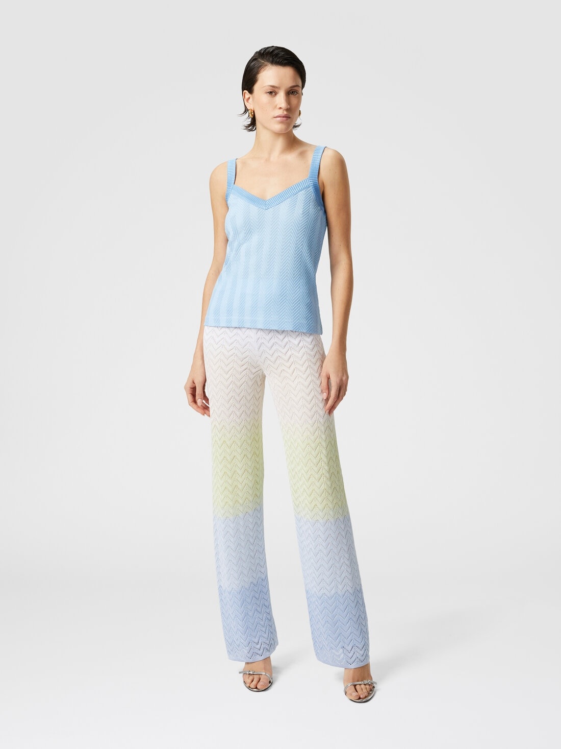 Straight trousers in gradient chevron viscose - 2