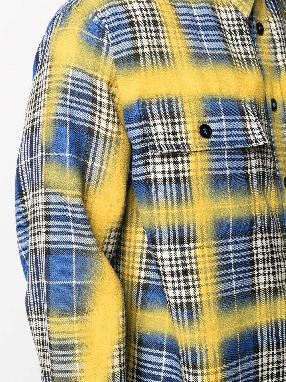 spray paint checked wool shirt - 5