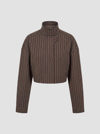 NICHOLAS Women's Bronte Striped Crop Bomber Jacket - Variegated Stripe ...