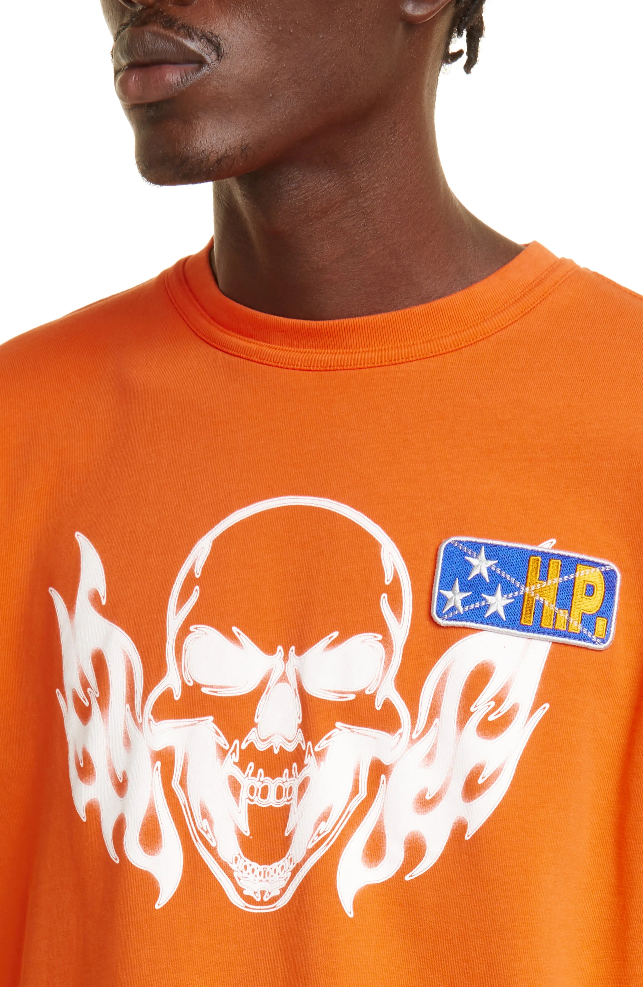 Men's Flaming Skull Organic Cotton Graphic Tee - 4