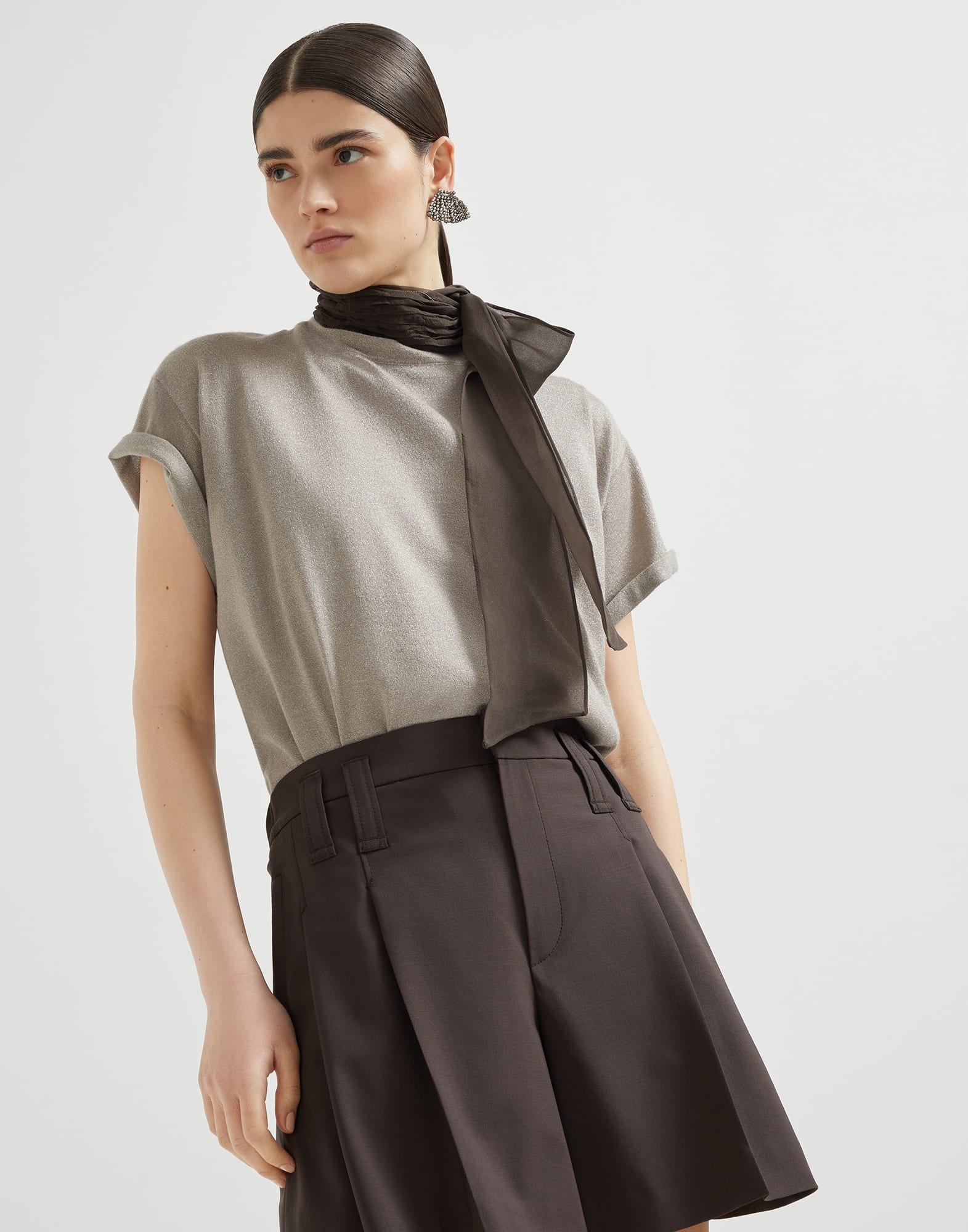 Sparkling cashmere and silk lightweight knit T-shirt - 4