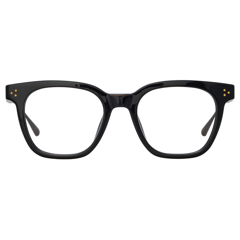 MEN'S EVANS OPTICAL D-FRAME IN BLACK AND YELLOW GOLD - 1