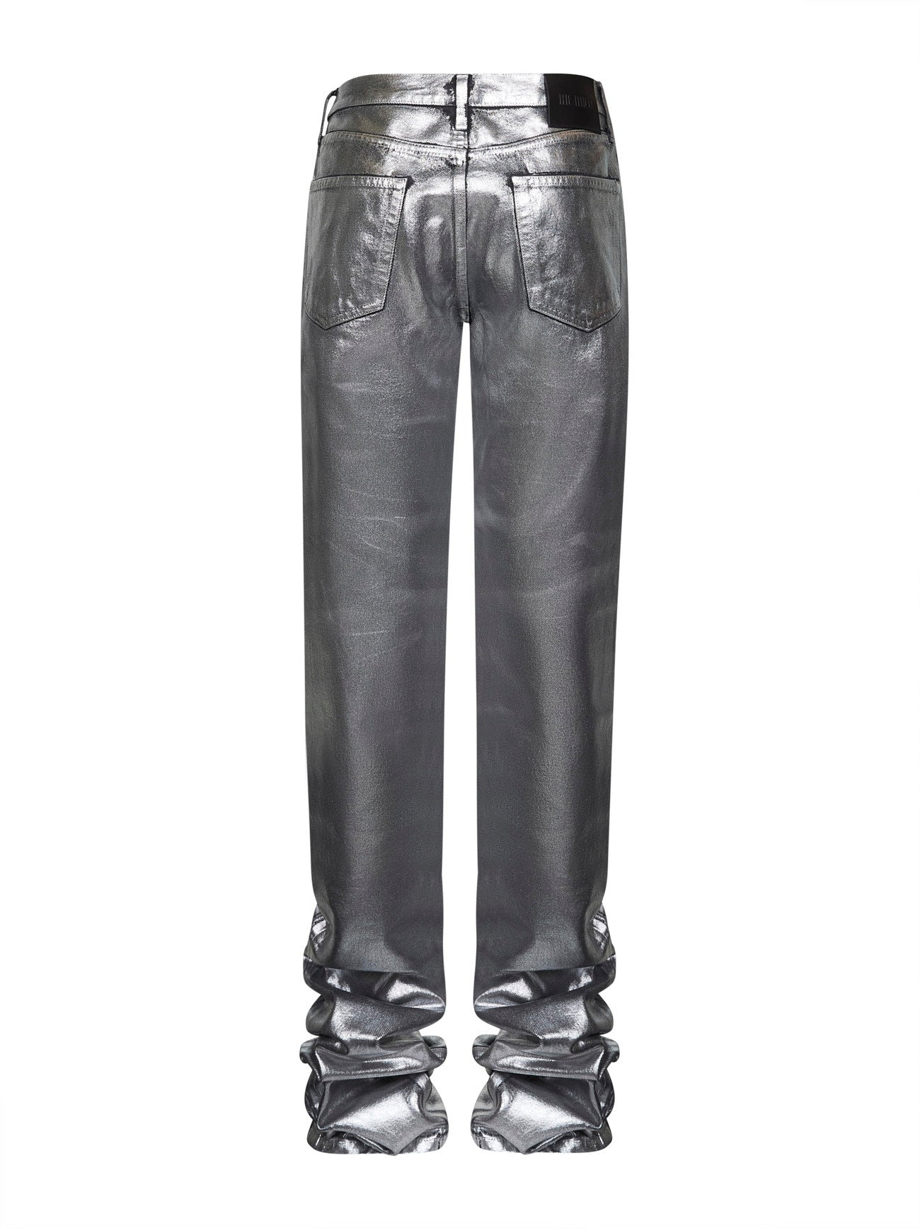 The Attico Women Silver Coated Denim Extra Long Jeans - 2