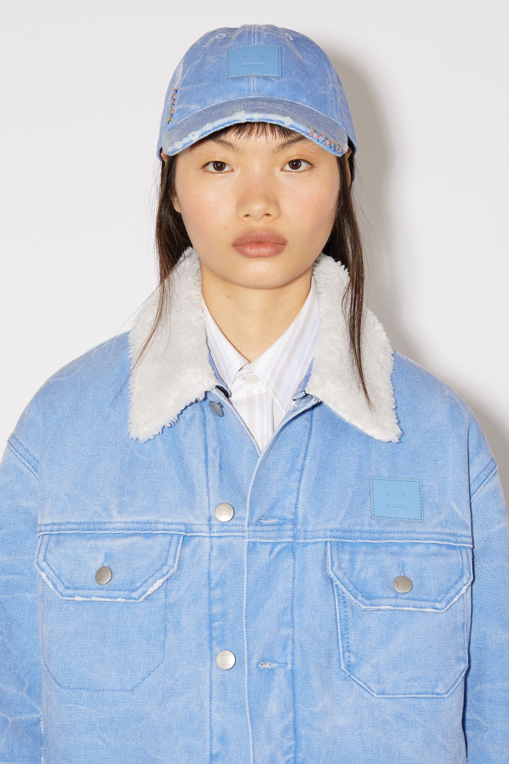 Leather Face patch cap - Powder blue - 2