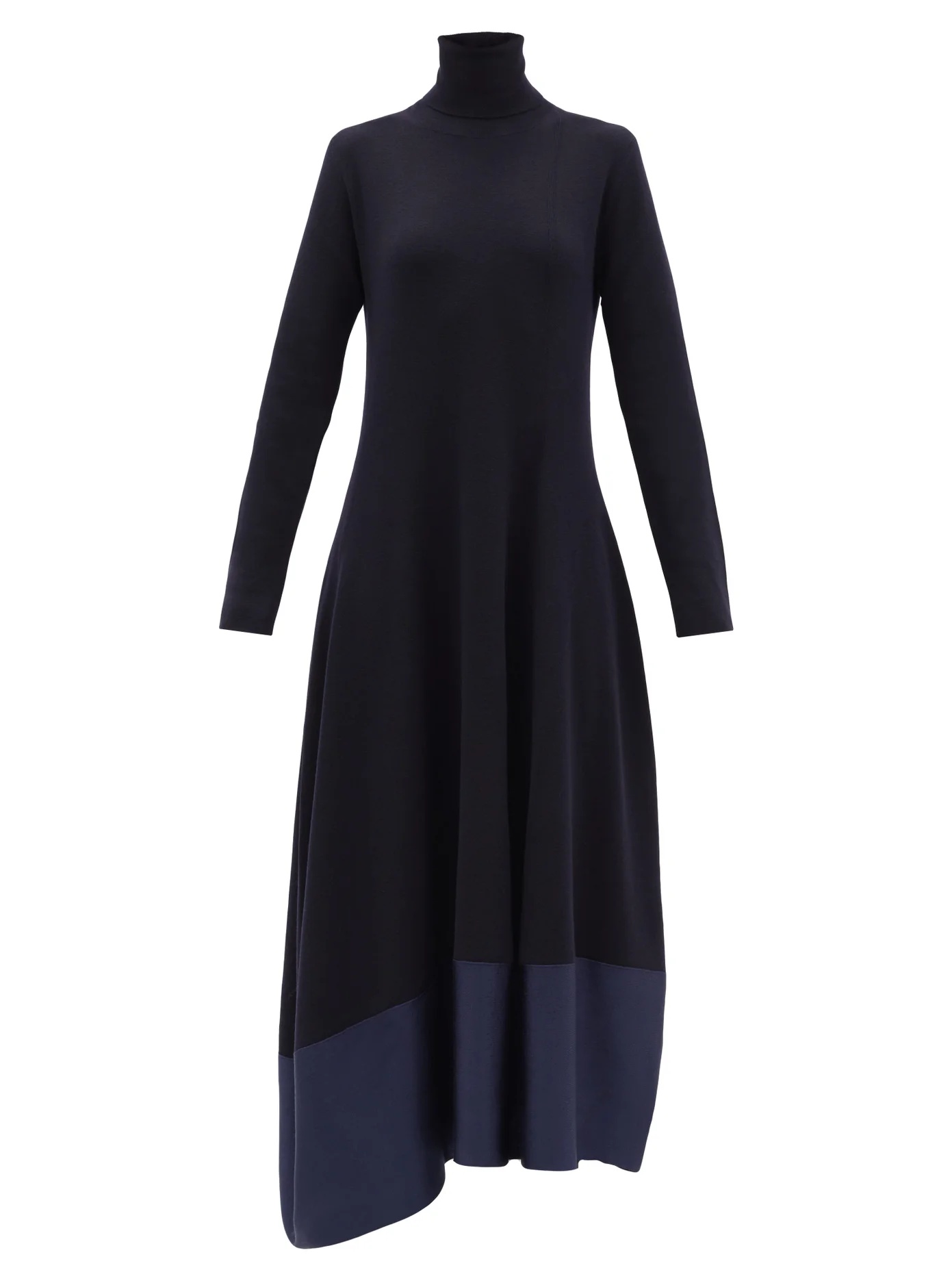 Asymmetric wool-blend midi dress - 1