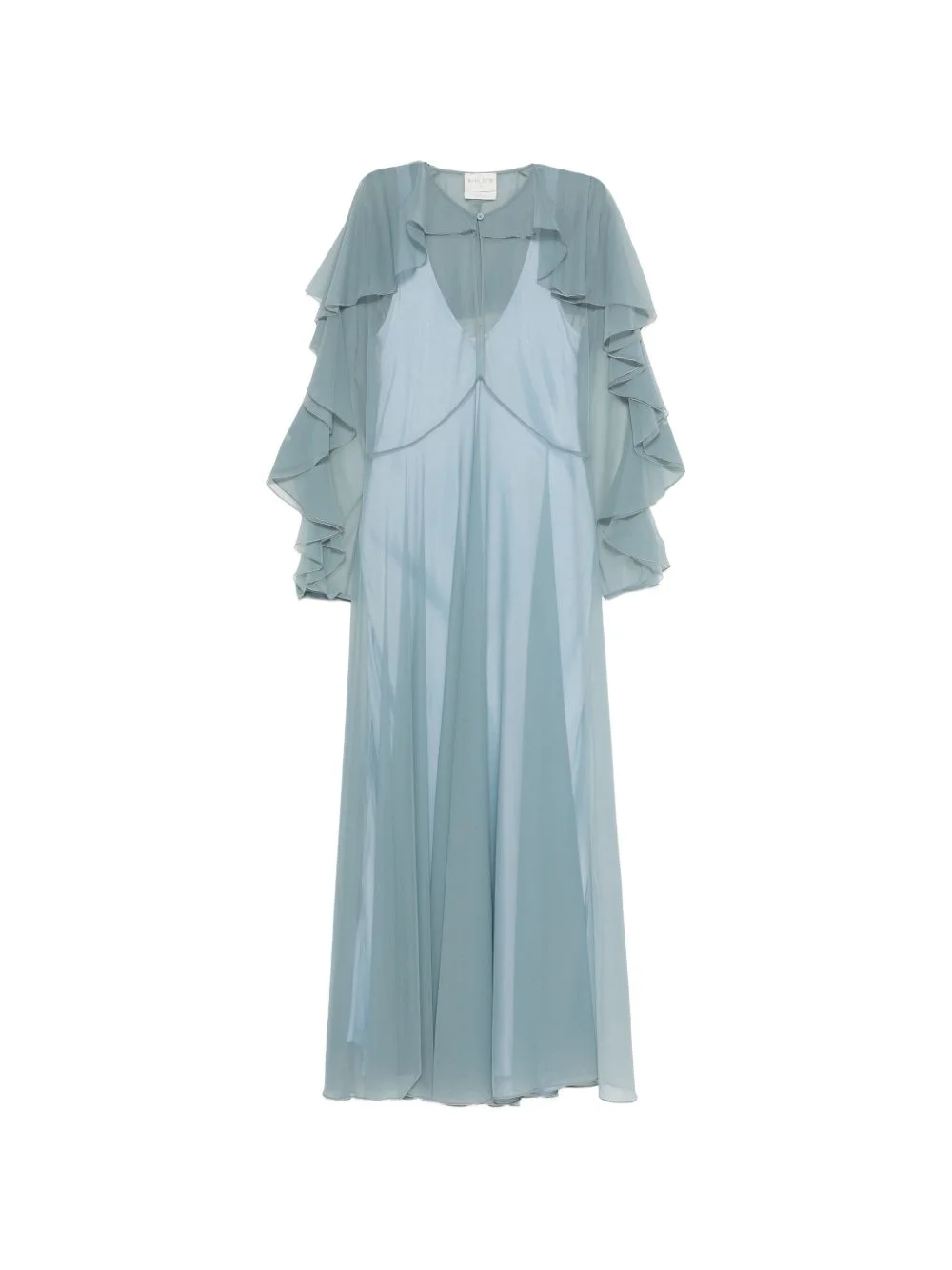 ruffled-sleeves maxi dress - 1