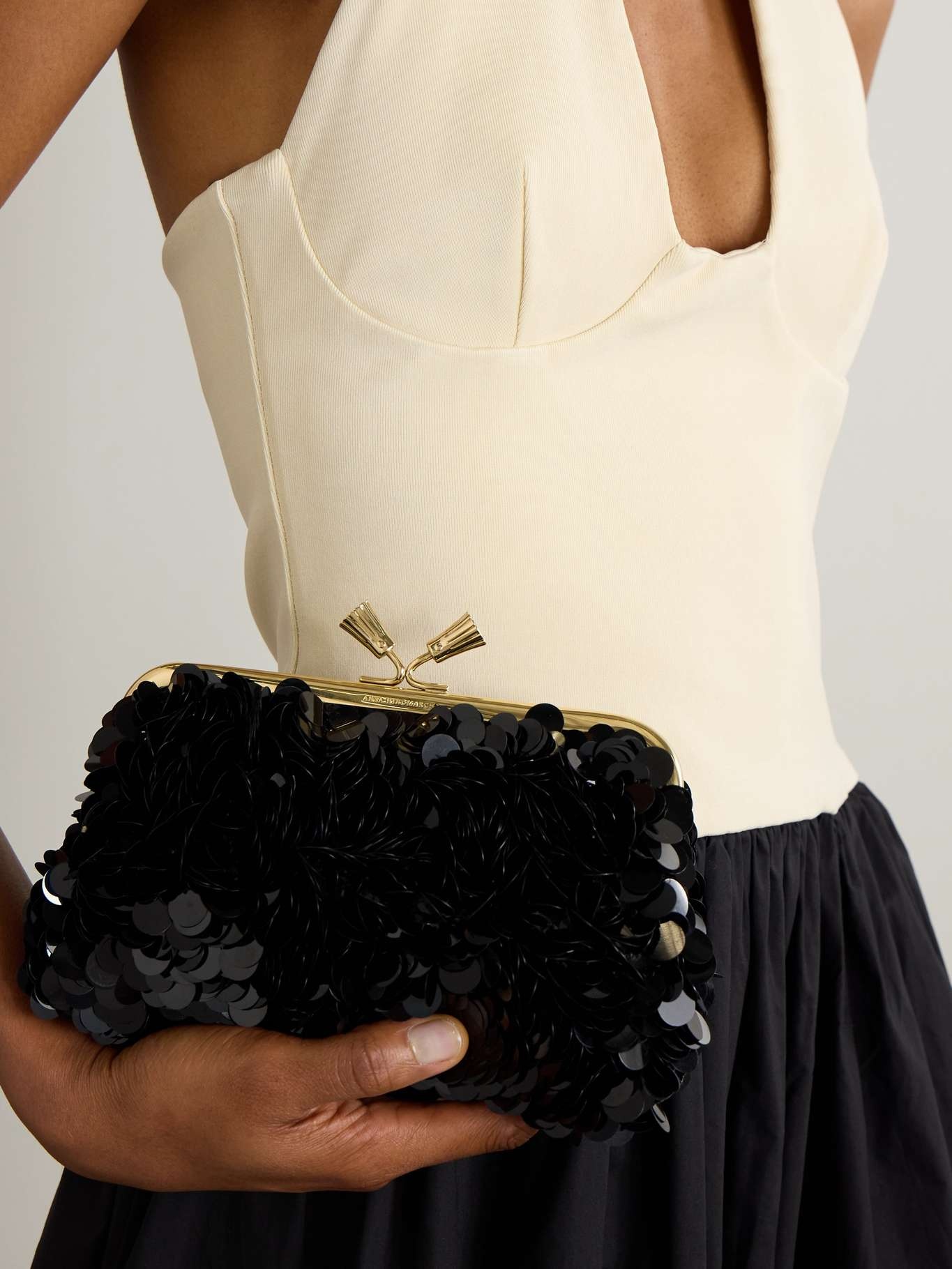 Maud paillette-embellished recycled-satin clutch - 2