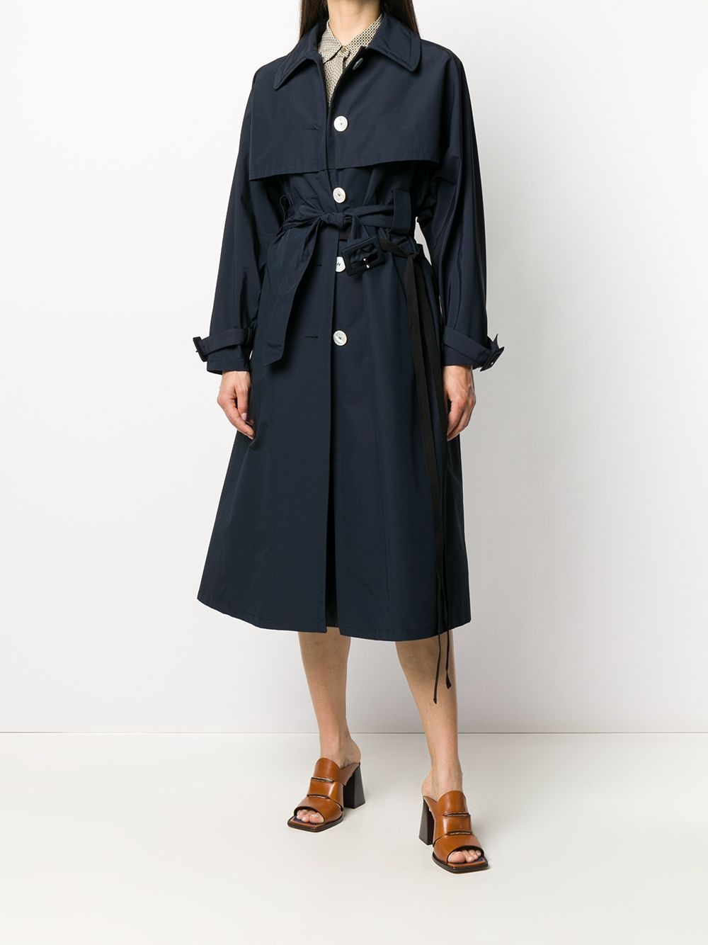 single-breasted belted trench coat - 8