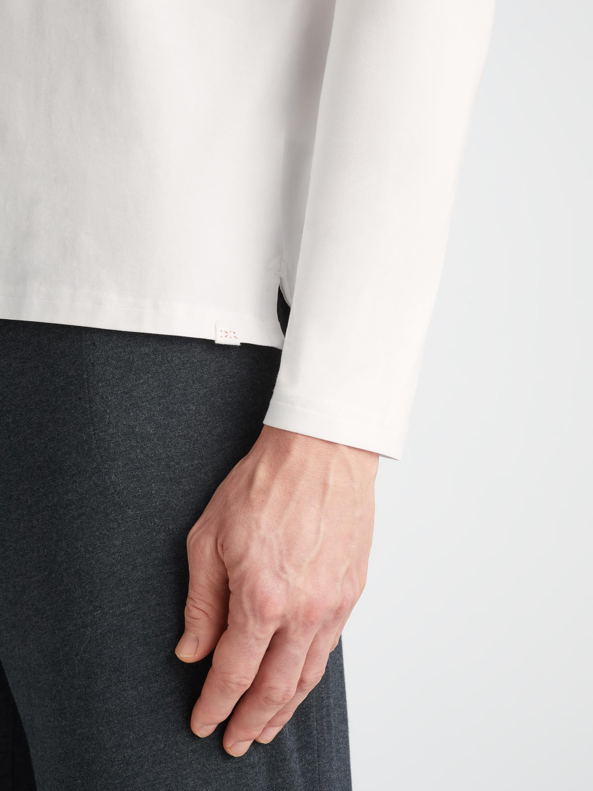 Men's Long Sleeve T-Shirt Basel Micro Modal Stretch White - 7