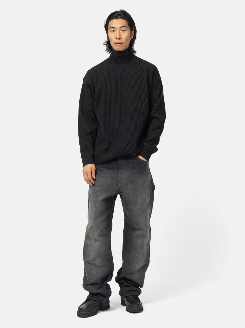 AURALEE Super Fine Wool Rib Knit Turtle Neck Black outlook