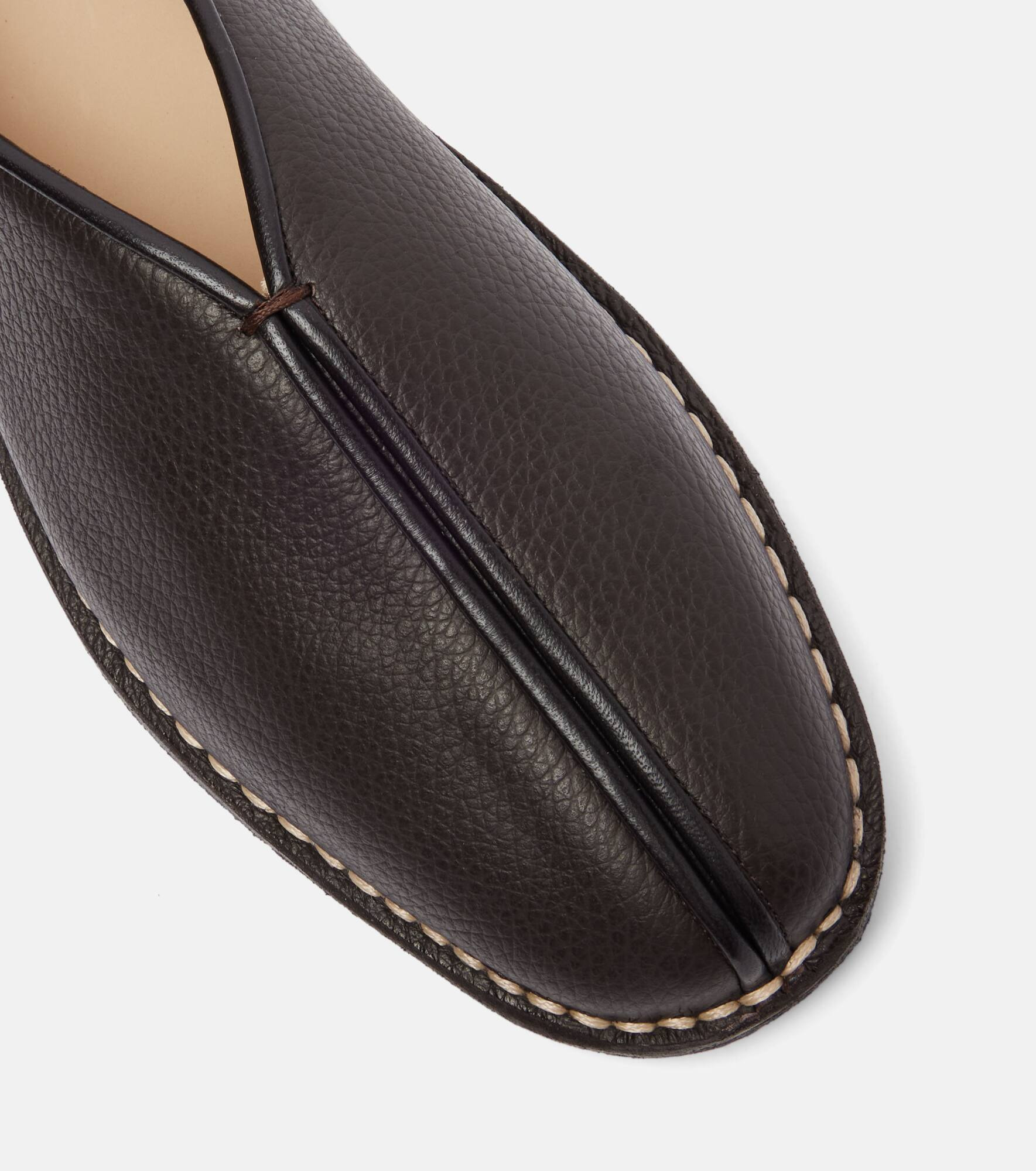 Piped leather loafers - 5