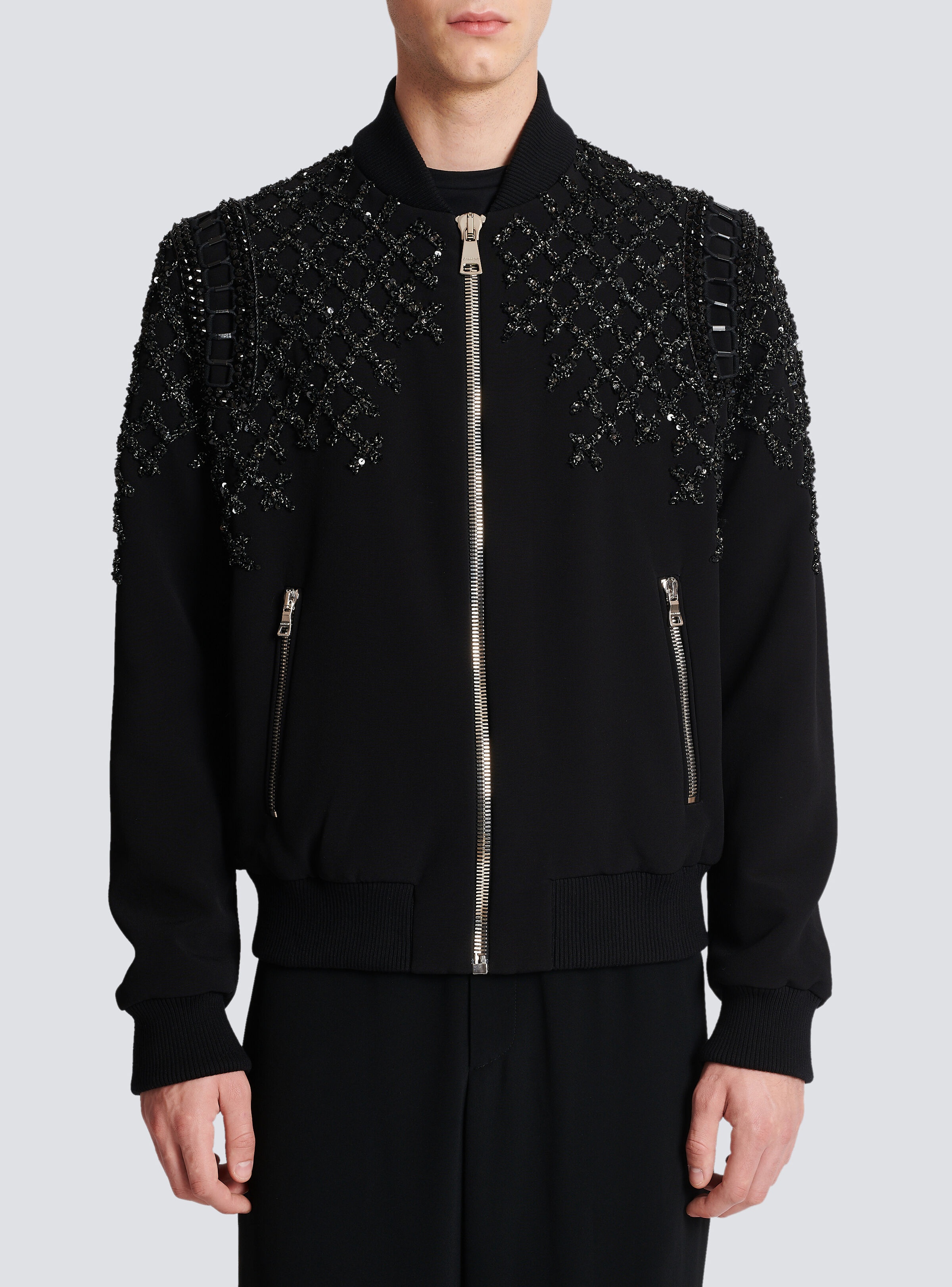 Embroidered crepe bomber jacket - 5