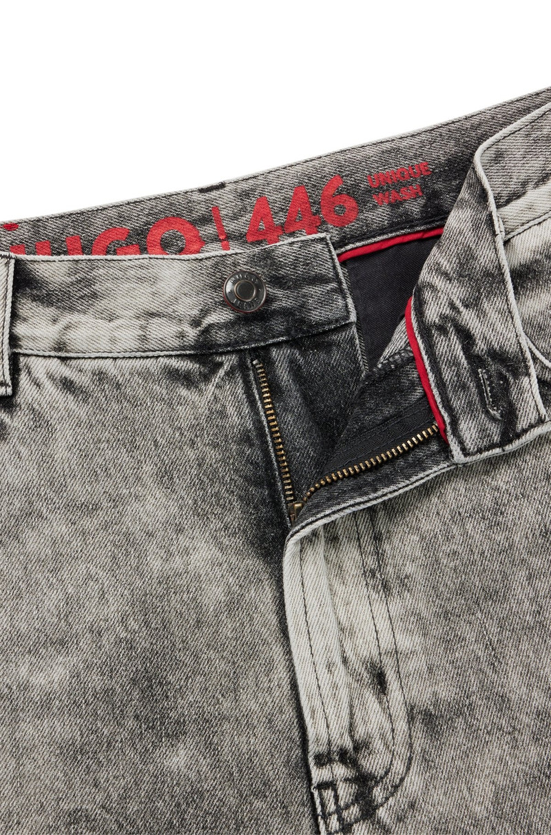 LOOSE-FIT JEANS IN BLEACH-WASH BLACK RIGID DENIM 6