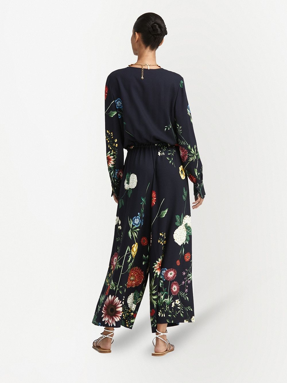 floral-print drawstring-waist jumpsuit - 3