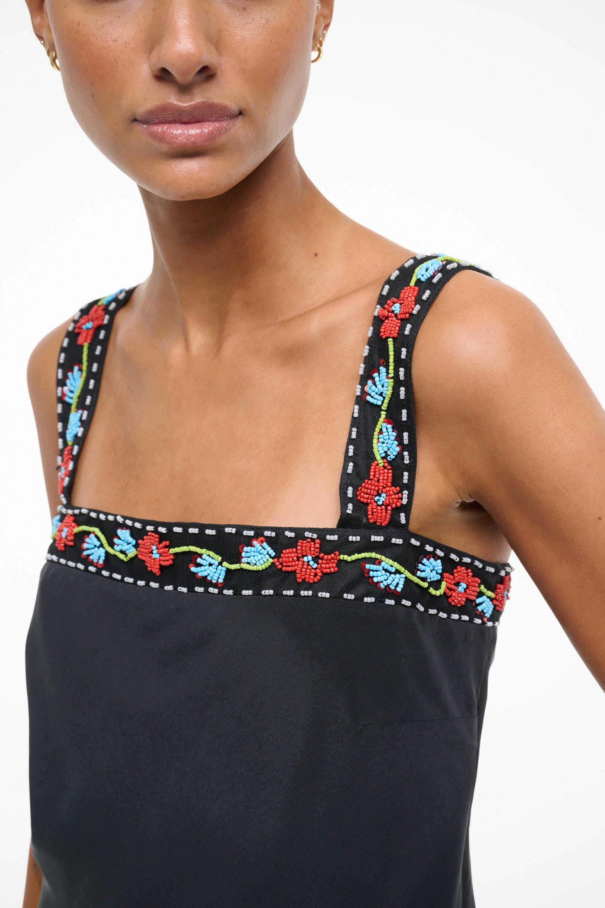 STAUD VERONICA SILK TOP BLACK - 5
