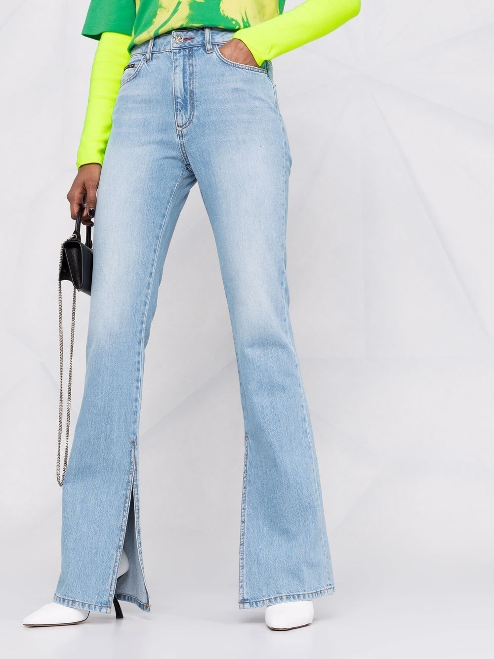 high-waisted flared jeans - 3