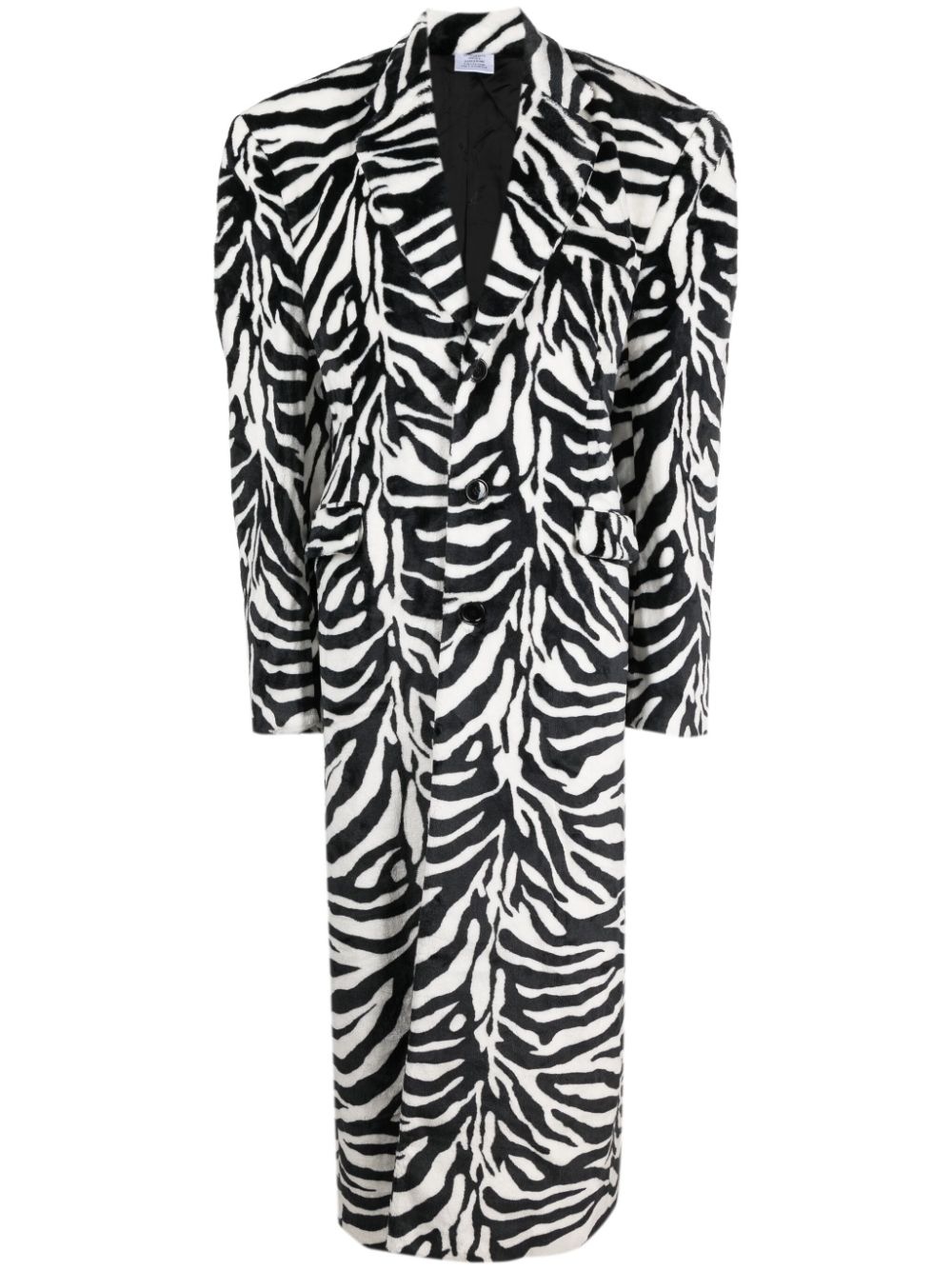 single-breasted zebra-pattern coat - 1