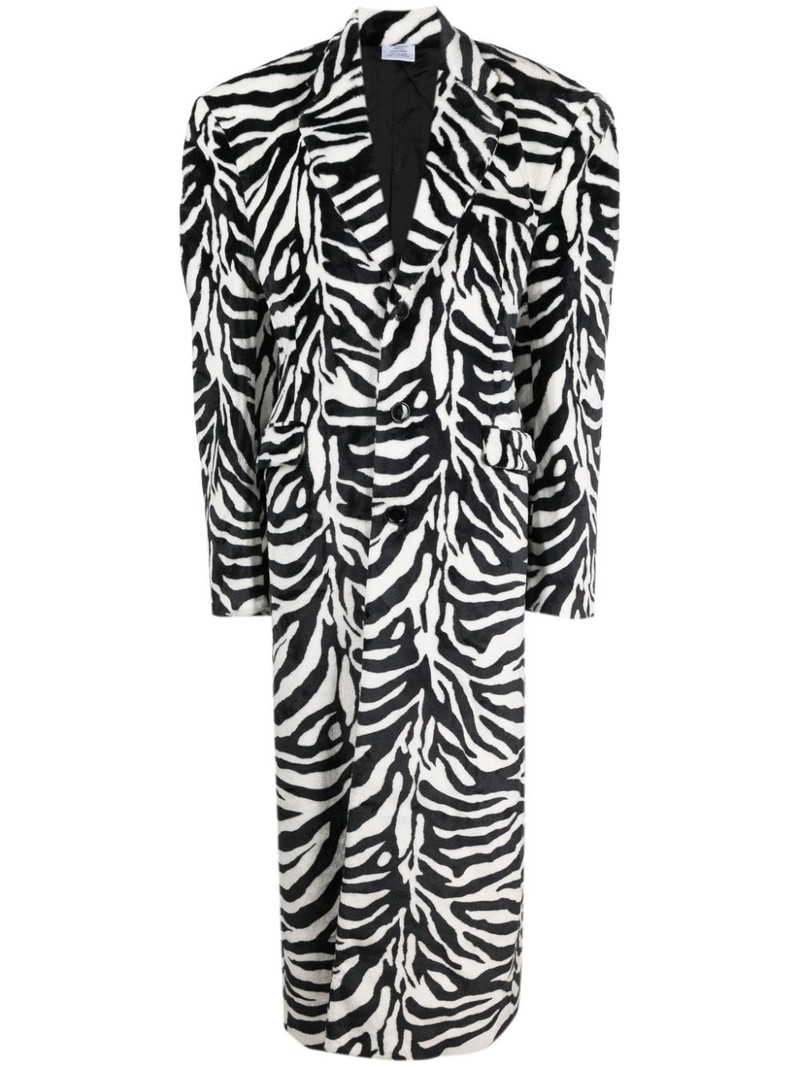 single-breasted zebra-pattern coat 1