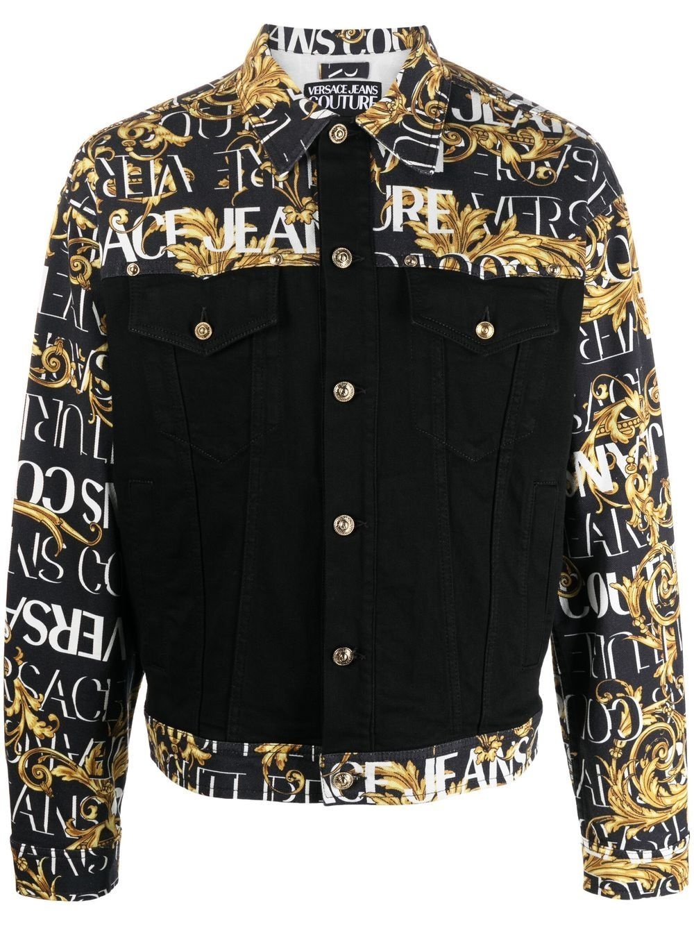 logo-print denim jacket - 1